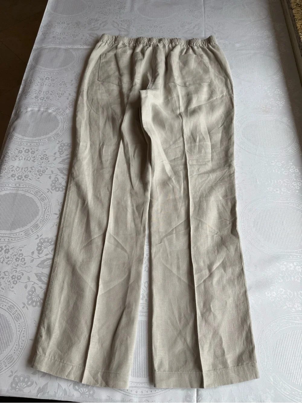 BLUE Saks Fifth Avenue Tan 100% Linen Casual Pants Elastic Waist Men’s Size 32